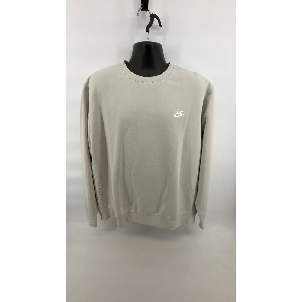 Nike Sweatshirt Mens XXL Tall Oatmeal Beige Crewneck‎ Embroidered Swoosh Fleece